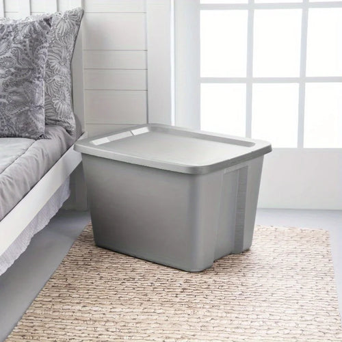 2-Pack 18 Gallon Heavy-Duty Plastic Storage Bins with Snap-On Lids - Durable Stackable Gray Organizers for Home Garage Pantry & Office - Space-Saving Rectangular Design with Reinforced Handles – Stackable Organization with a Practical Everyday Design