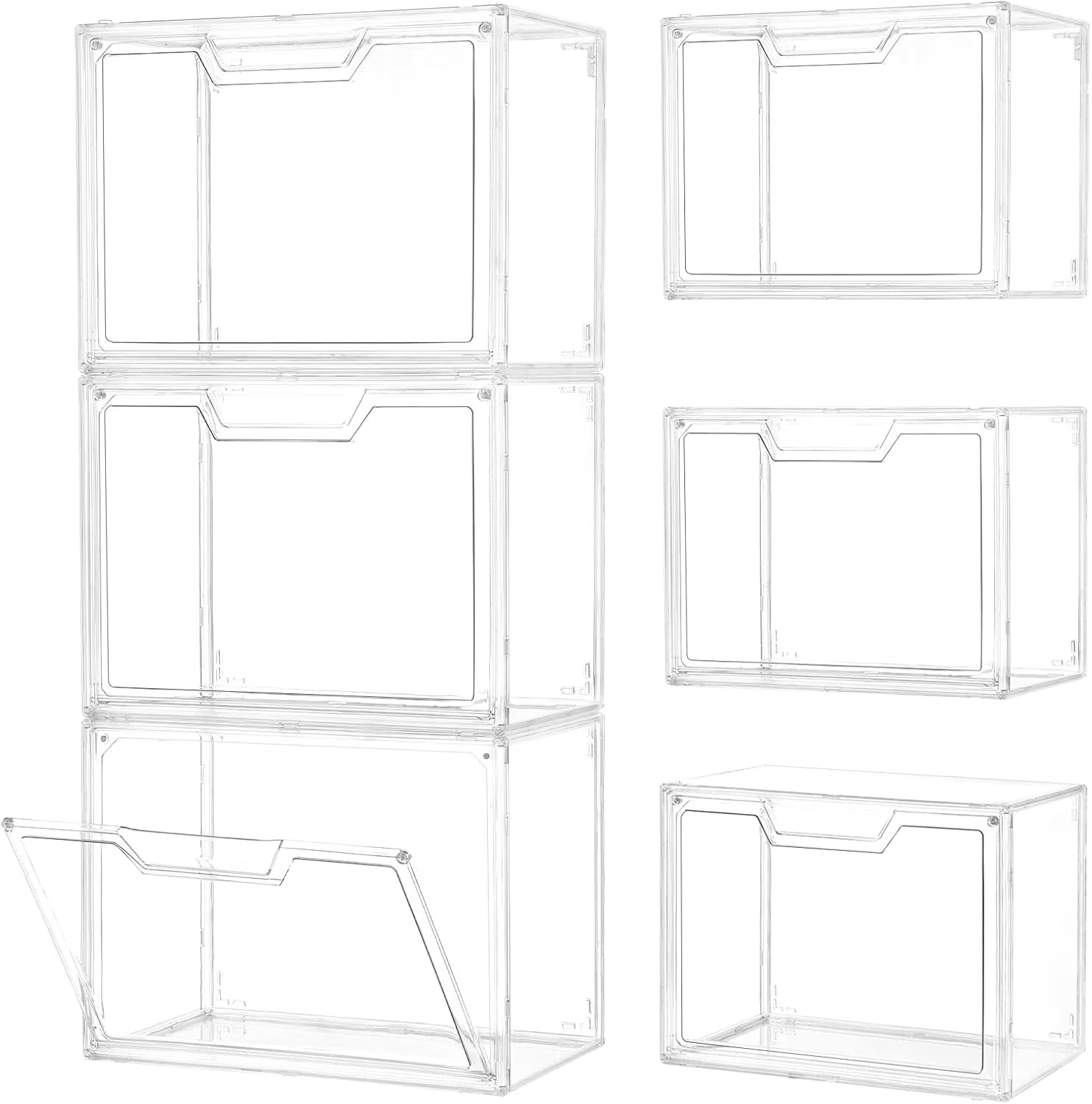 3 Pack Clear Storage Bins with Lids Storage Containers with Magnetic Door Stackable Acrylic Display Case for Handbags Cosmetic Multifunctional Storage Boxes for Dorm Living Room Bedroom Storage – Stackable Organization with a Practical Everyday Design