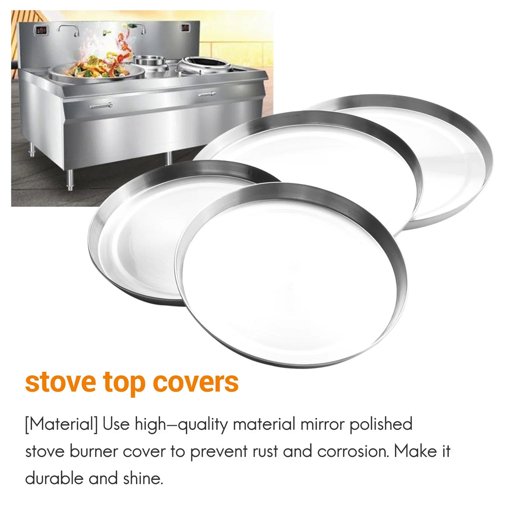 4Pcs Stainless Steel Hob Covers Stove Plate Top Cooker Protector Kit Set Utensils 17/21CM Kitchen Accessories – Durable Stainless Steel Construction with a Practical Everyday Design