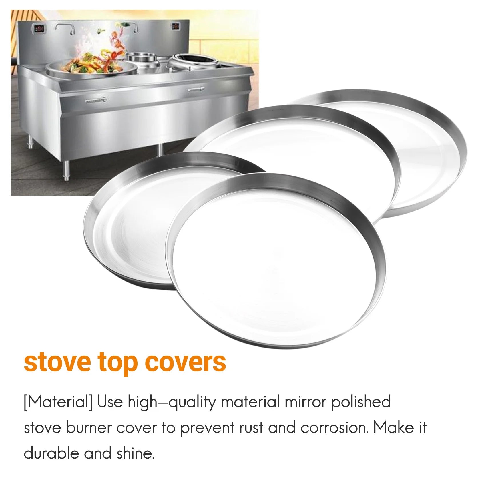 4Pcs Stainless Steel Hob Covers Stove Plate Top Cooker Protector Kit Set Utensils 17/21CM Kitchen Accessories – Durable Stainless Steel Construction with a Practical Everyday Design