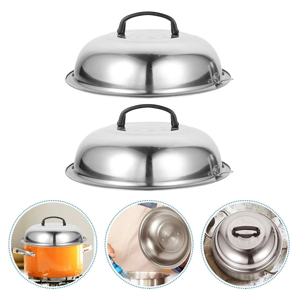 unbranded 2Pcs Stainless Steel Pot Covers 28.5cm Pot Lids Kitchen Accessories (Silver) – Durable Stainless Steel Construction with a Practical Everyday Design