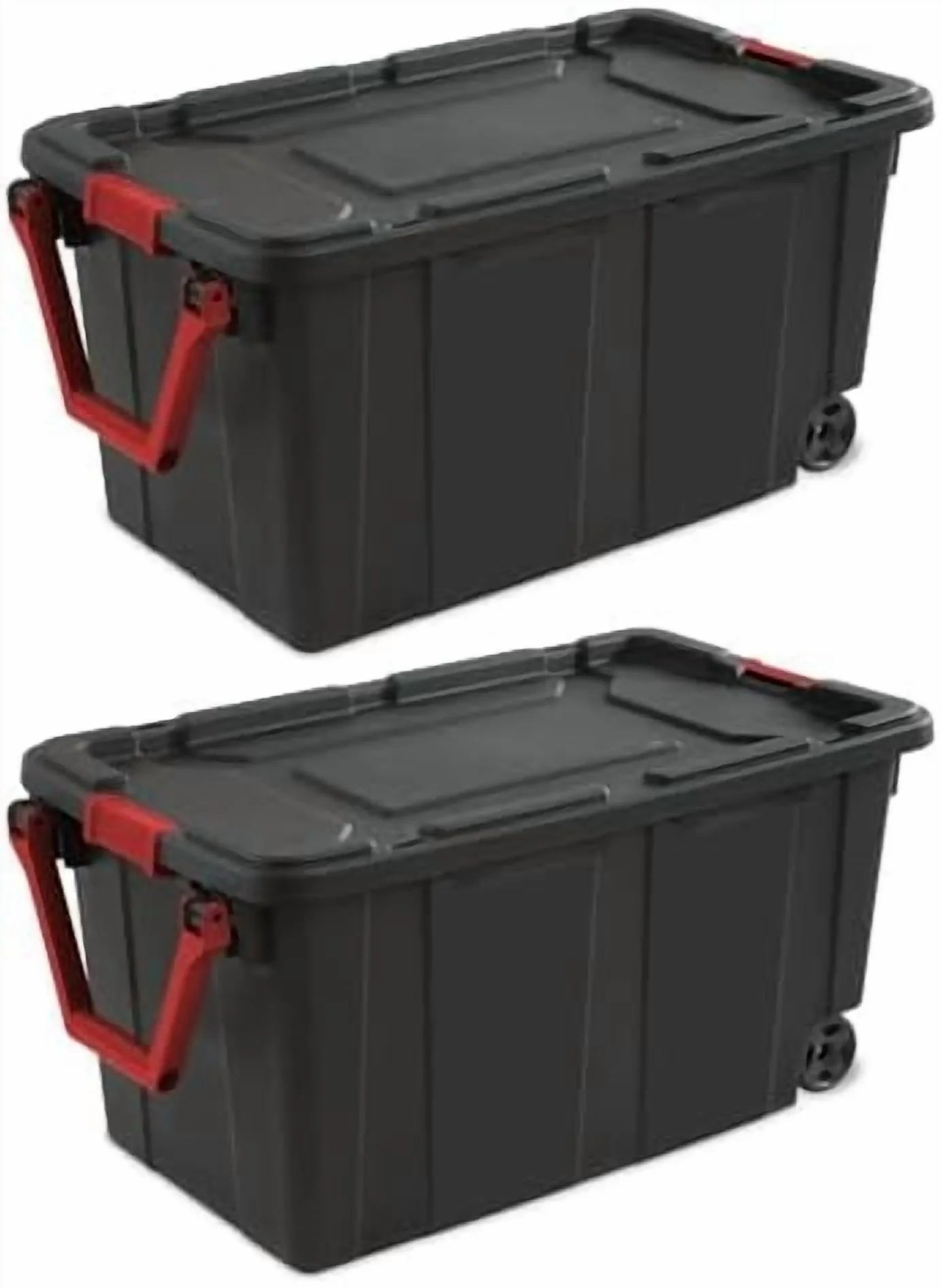 Black 40 Gallon Wheeled Plastic Storage Container with Handle 2 Pack$$Office – Convenient Carry Handles with a Practical Everyday Design