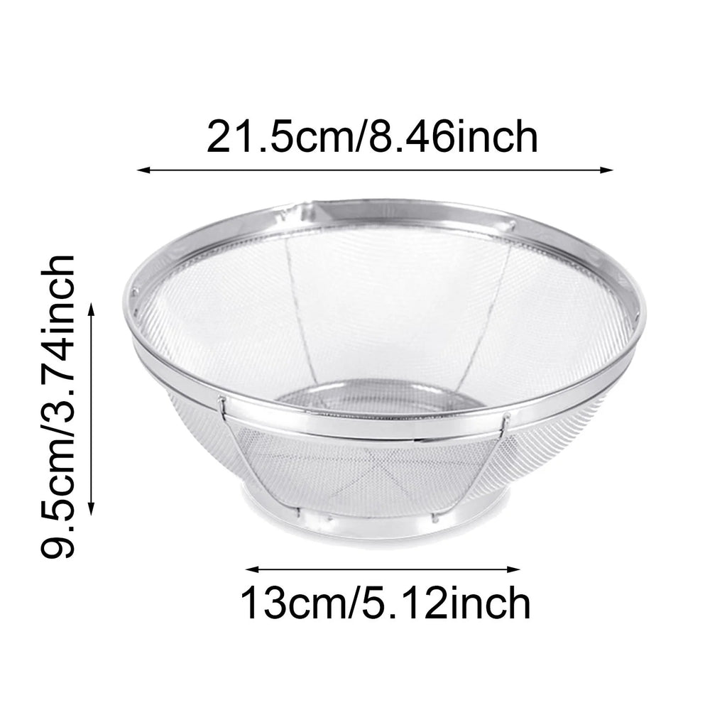 Stainless Steel Rice Washing Bowl Fine Mesh Strainer Large Colander for Fruits and Vegetables – Durable Stainless Steel Construction with a Practical Everyday Design