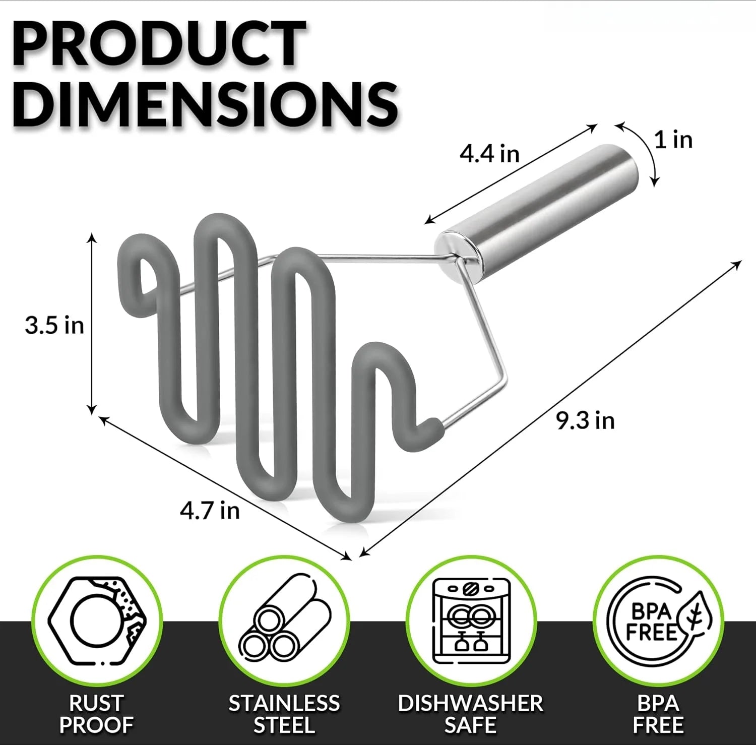 Scratch-resistant silicone potato masher kitchen tool potato masher stainless steel wrapped durable silicone potato smasher gray – Durable Stainless Steel Construction with a Practical Everyday Design