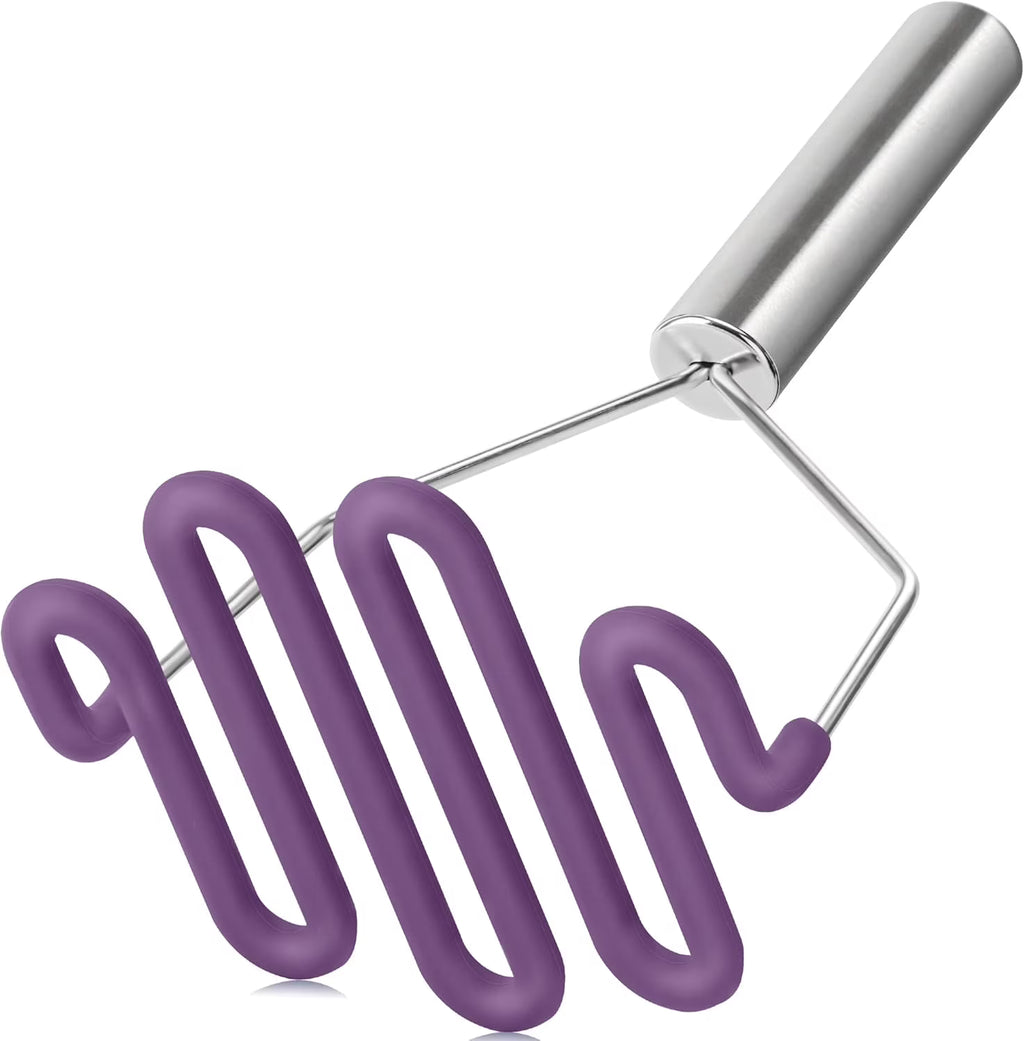 Scratch-resistant silicone potato mash maker kitchen tool stainless steel outer layer wrapped with durable silicone. – Durable Stainless Steel Construction with a Practical Everyday Design