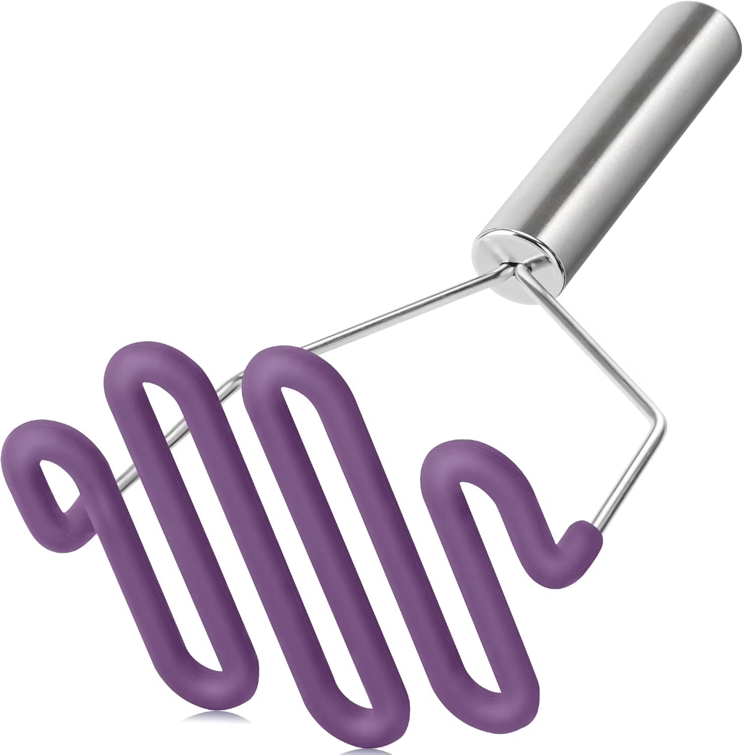 Scratch-resistant silicone potato mash maker kitchen tool stainless steel outer layer wrapped with durable silicone. – Durable Stainless Steel Construction with a Practical Everyday Design