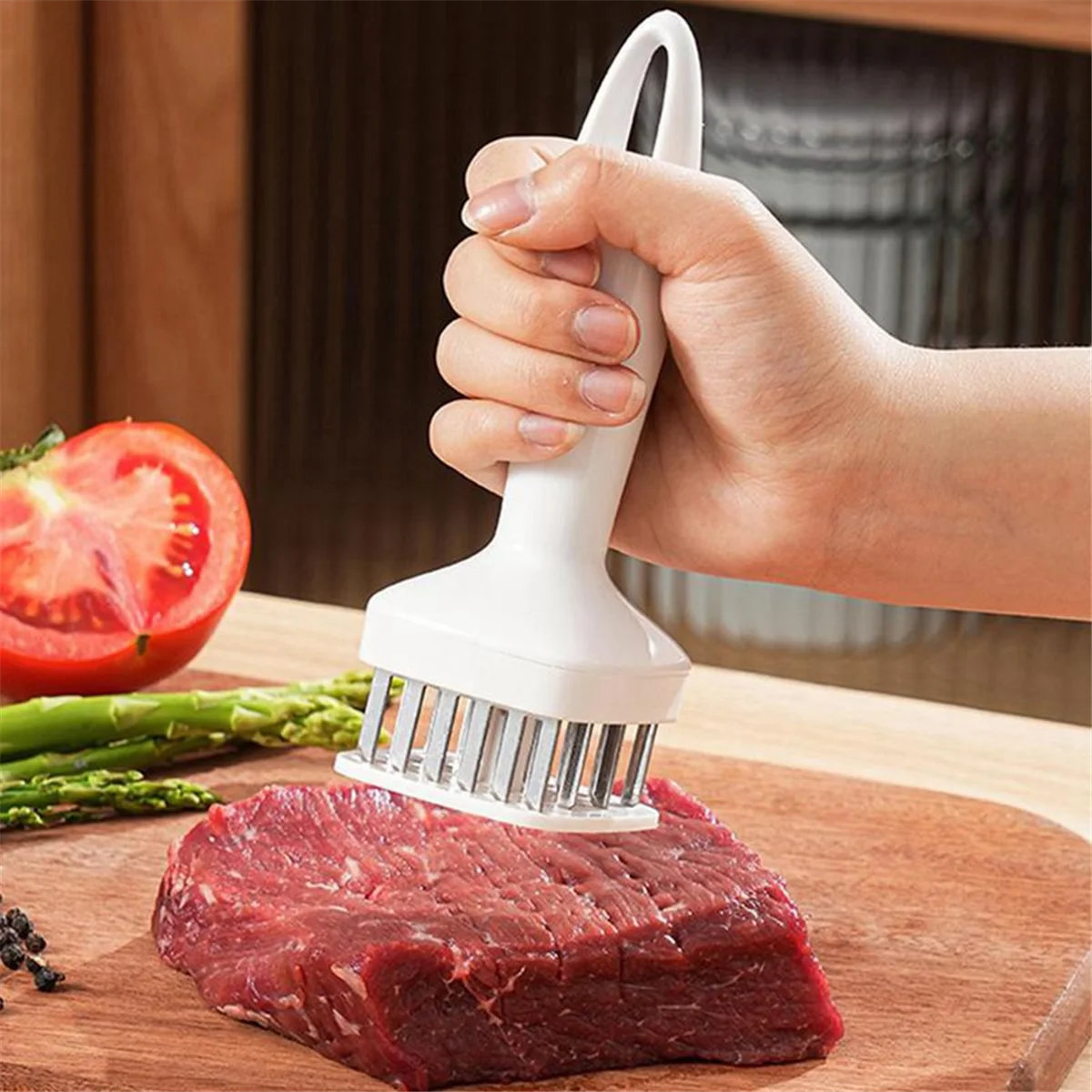 Meat Tenderizer Needle Stainless Steel Prongs Food Grade 5.5x5.5x17cm White – Durable Stainless Steel Construction with a Practical Everyday Design
