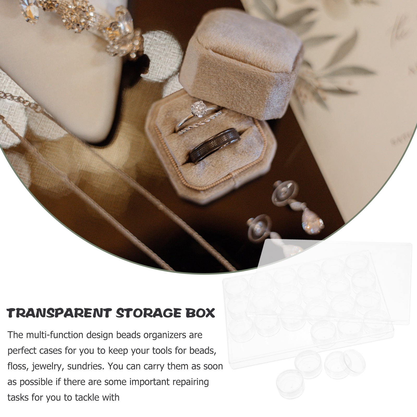 Closet Bead Organizers Storage Boxes 24X16cm Transparent – Clear-View Organization with a Practical Everyday Design