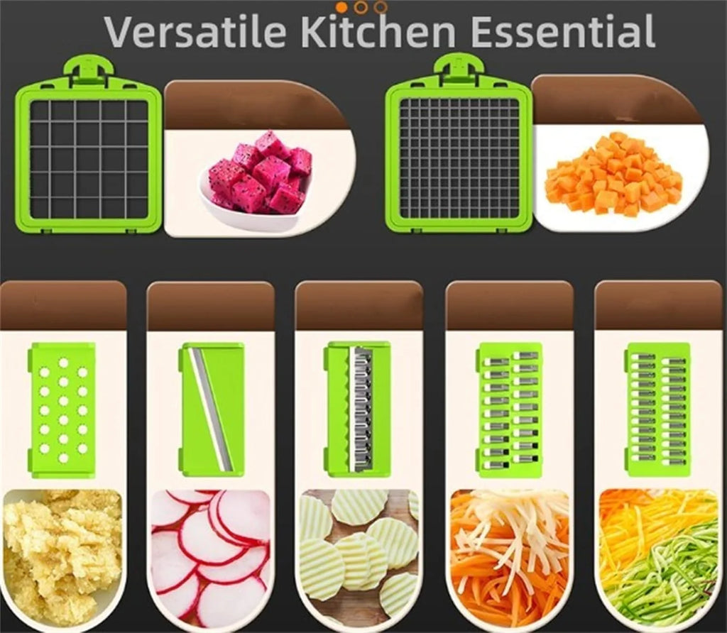 14Pcs Multi-Functional Vegetable Cutter & Slicer Trendgolden Food Chopper Stainless Steel Blades Kitchen Gadgets & Accessories (Pink) – Durable Stainless Steel Construction with a Practical Everyday Design