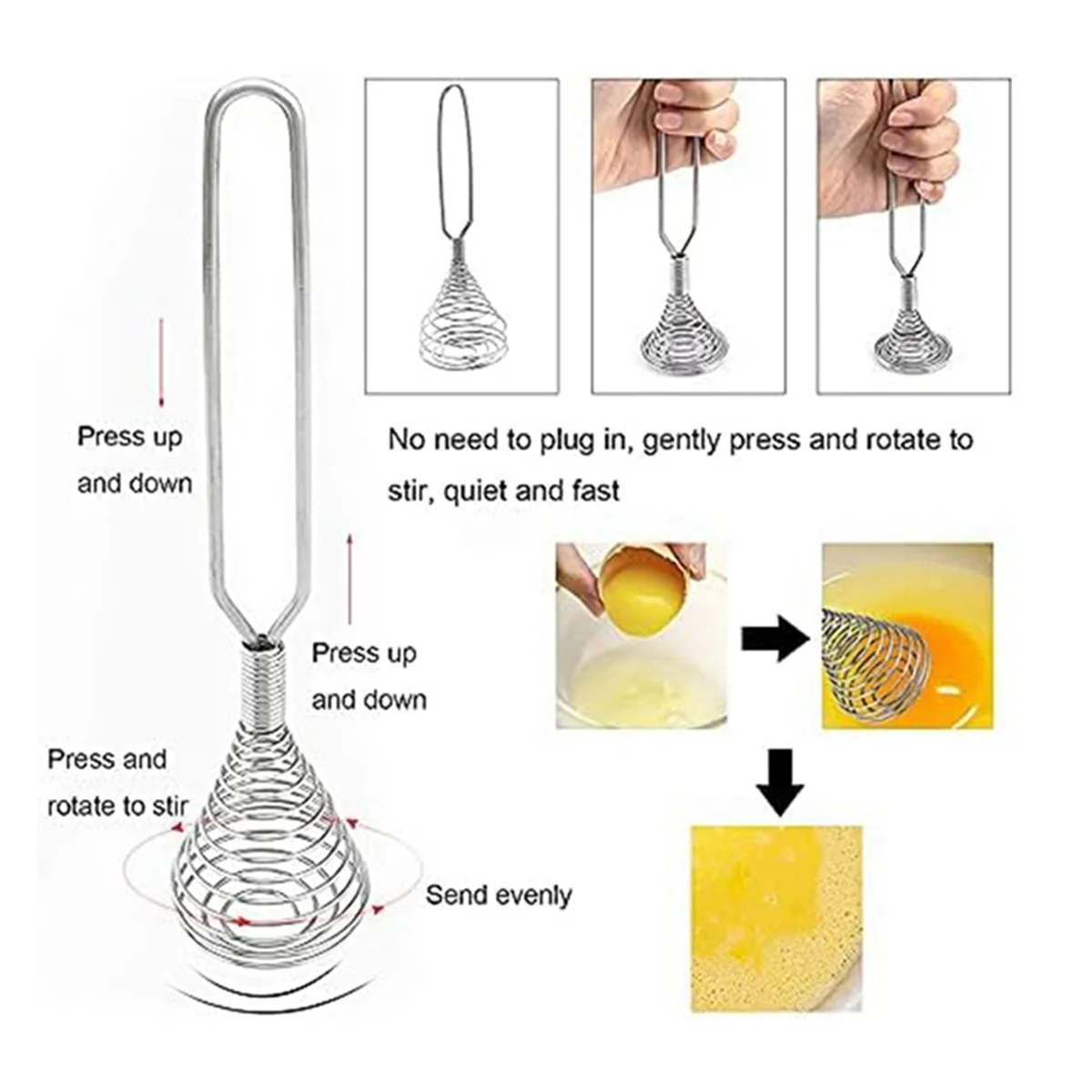 Stainless Steel Spring Coil Whisk Wire Whip-Cream Egg Beater -Cream Hand Mixer Kitchen Tool Accessories for Mixing – Durable Stainless Steel Construction with a Practical Everyday Design