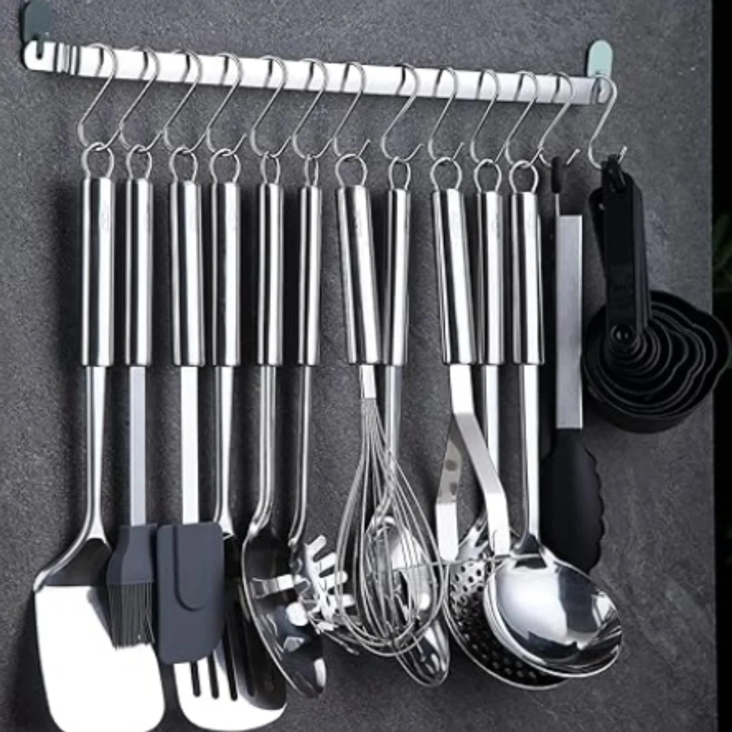 Kitchen Utensils Set 38 Pieces Stainless Steel Cooking Utensils Set Kitchen Gadgets Cookware Kitchen Tool Set with Utensil Holder Rack And Hooks For Hanging Dishwasher Suitable – Space-Saving Hanging Design with a Practical Everyday Design