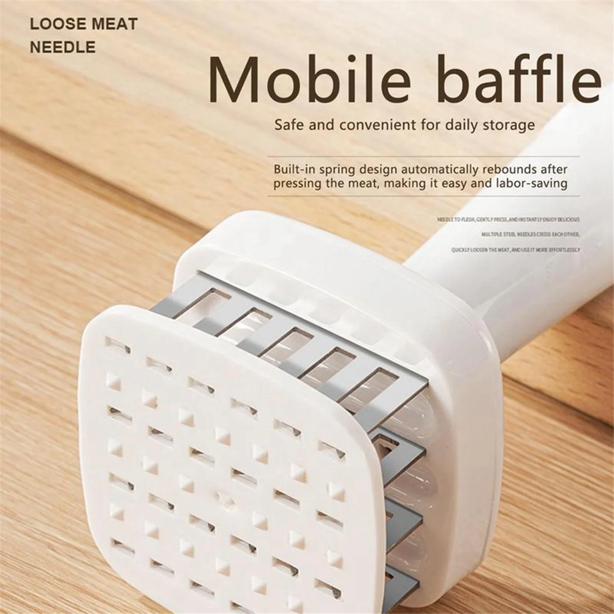 Meat Tenderizer Needle Stainless Steel Prongs Food Grade 5.5x5.5x17cm White – Durable Stainless Steel Construction with a Practical Everyday Design