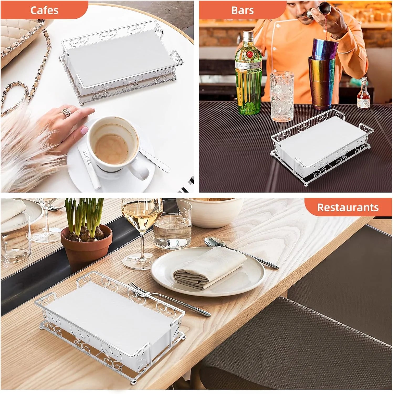 Napkin Holder & Guest Towel Tray - Stainless Steel Disposable Paper Towel Dispenser for Bathroom Table Kitchen Countertop Dinner Table Vanity – Durable Stainless Steel Construction with a Practical Everyday Design