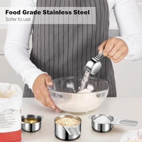 Measuring Cups 7PCS Stainless Steel Measuring Cups with a Storage Bag for Cooking & Baking Dishwasher Suitable – Durable Stainless Steel Construction with a Practical Everyday Design