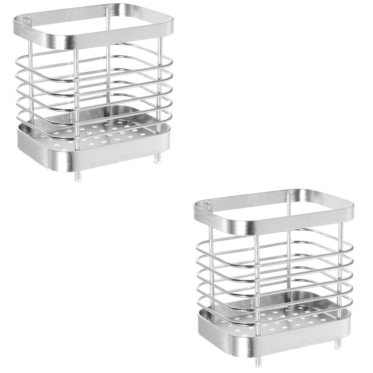 unbranded 2pcs Stainless Steel Cutlery Holder Kitchen Worktop Spoon Stand Space-saving Kitchen Utensil Holder – Durable Stainless Steel Construction with a Practical Everyday Design