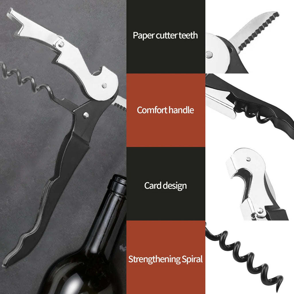 Hiroekza Opener Waiters Key For Servers Bartender With Foil Cutter Jar Opener Manual Bottle Opener Double Hinged Bottle Opener Kitchen Gadgets Clearance – Convenient Drink Preparation with a Practical Everyday Design