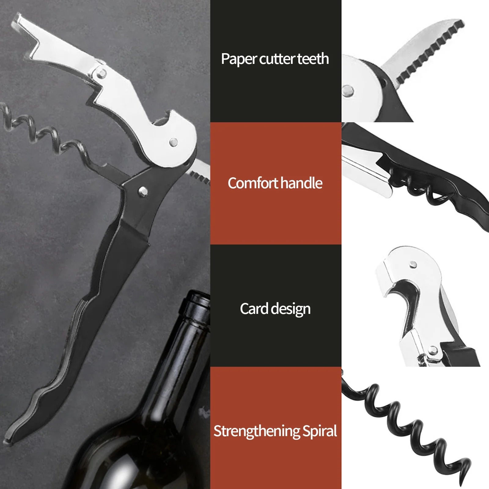 Hiroekza Opener Waiters Key For Servers Bartender With Foil Cutter Jar Opener Manual Bottle Opener Double Hinged Bottle Opener Kitchen Gadgets Clearance – Convenient Drink Preparation with a Practical Everyday Design