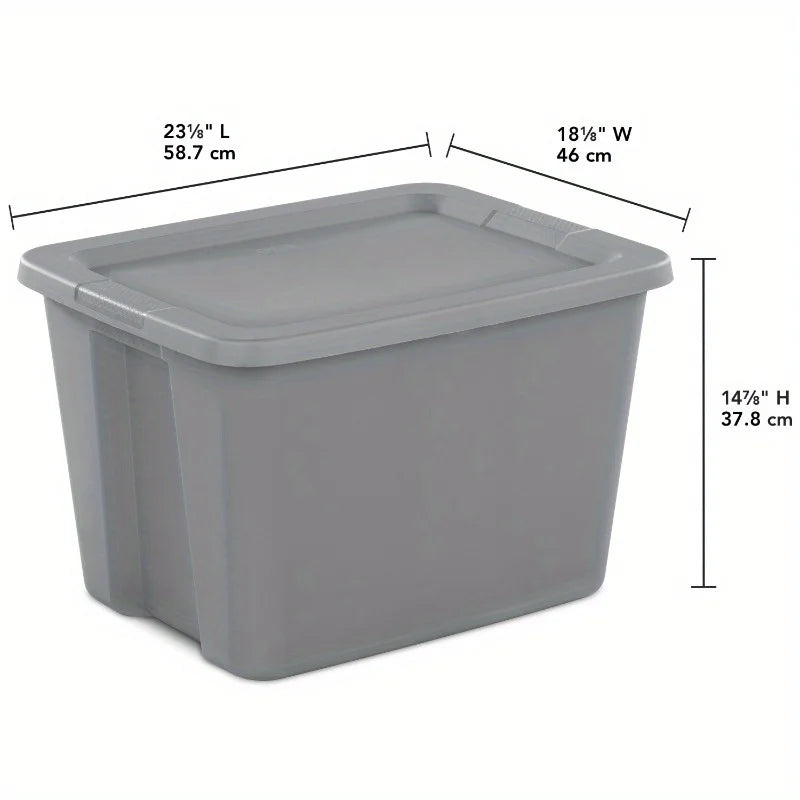2-Pack 18 Gallon Heavy-Duty Plastic Storage Bins with Snap-On Lids - Durable Stackable Gray Organizers for Home Garage Pantry & Office - Space-Saving Rectangular Design with Reinforced Handles – Stackable Organization with a Practical Everyday Design