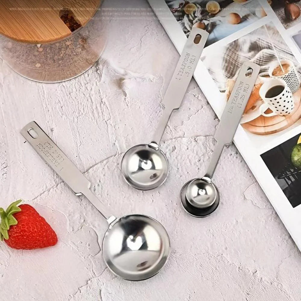 Stainless Steel Measuring Spoons and Measuring Cups Kitchen Tools for Drying and Liquid Ingredients Cooking and Baking Categories Measuring Spoons Measuring Cups Scale Bowls – Durable Stainless Steel Construction with a Practical Everyday Design