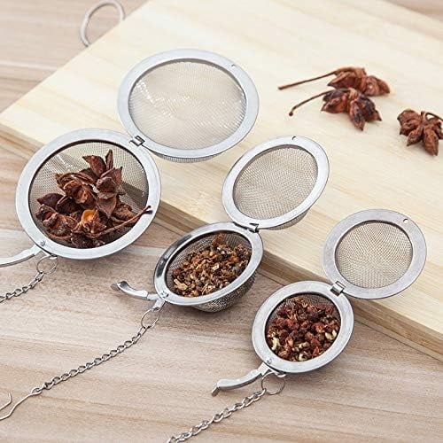 3pcs Stainless steel fine mesh seasoning ball kitchen soup spice stew filter kitchen tool metal tea bag tea ball (3pcs Round Shape),Silver,5cm/6cm/7cm – Durable Stainless Steel Construction with a Practical Everyday Design