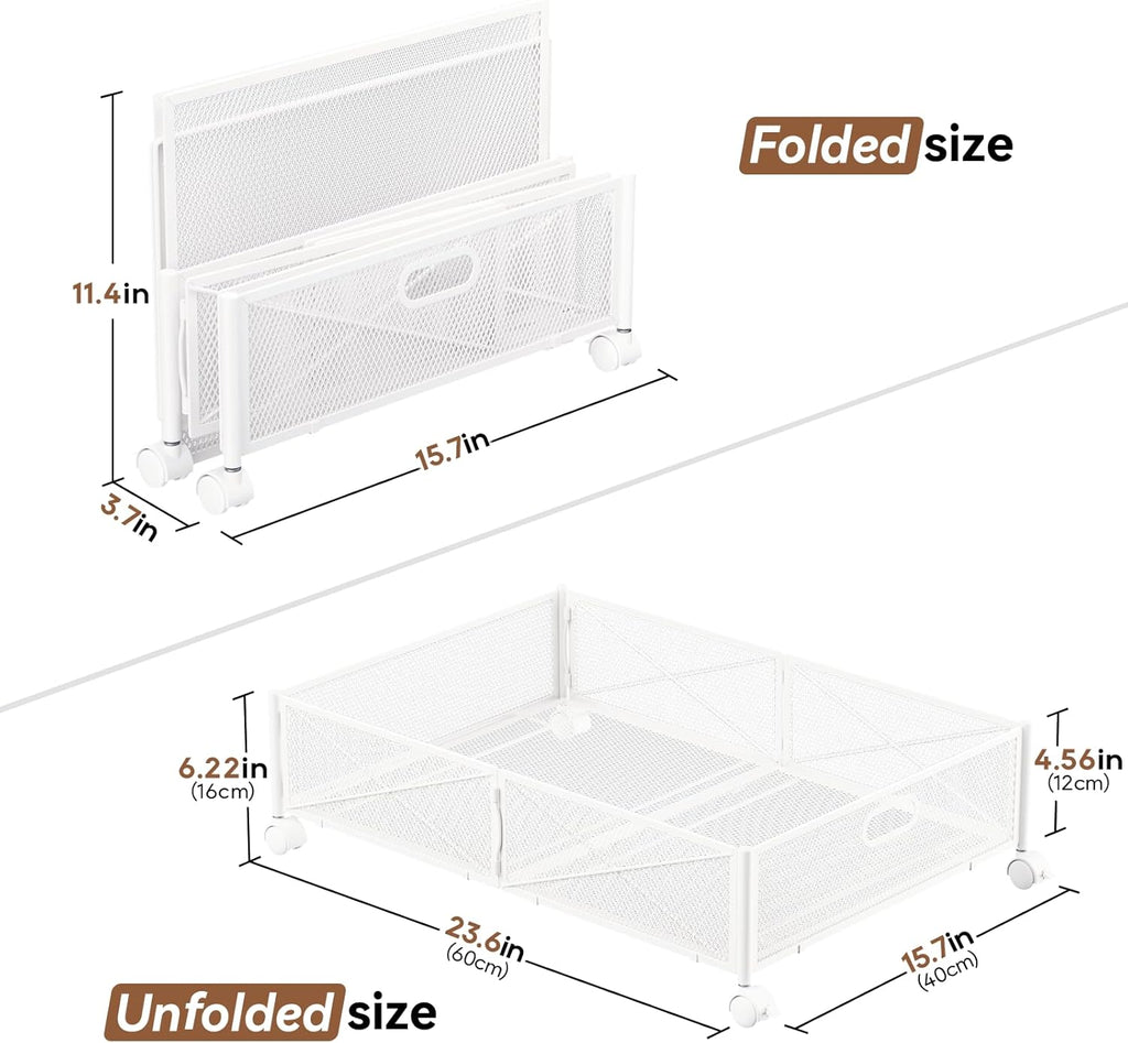 Under Bed Storage Containers with Wheels Under Bed Shoe Storage Organizer Drawer Tool-free Assembly Metal Storage Containers for Bedroom Clothes Shoes Blankets -2PCK – Multiroom Organization Format with a Practical Everyday Design
