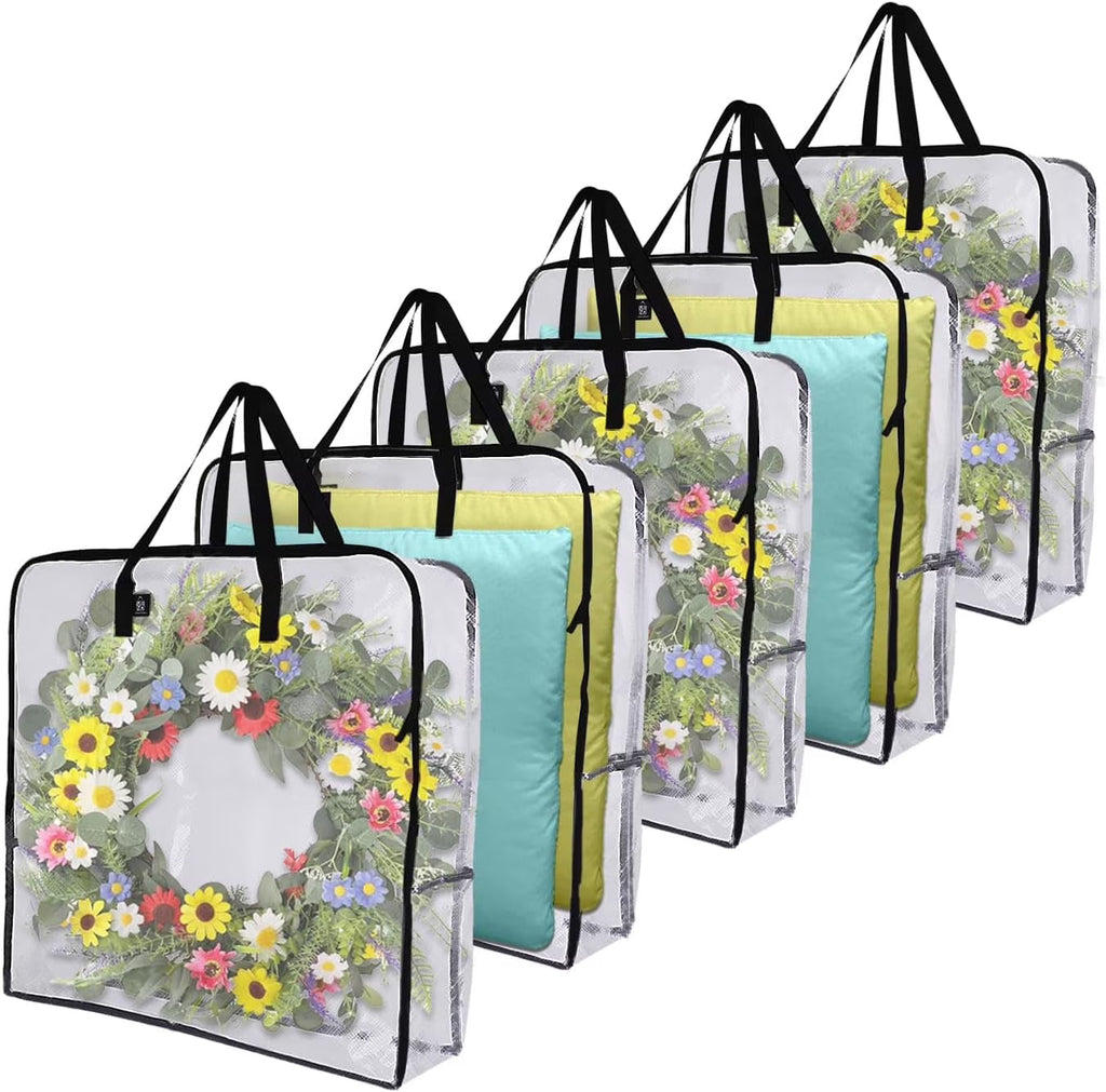 4 Pack Wreath Storage Bag Summer Christmas Decoration Garland Container 30 Inch Clear Door Wreath Organizers Moving Boxes Packing Supplies for College – Clear-View Organization with a Practical Everyday Design