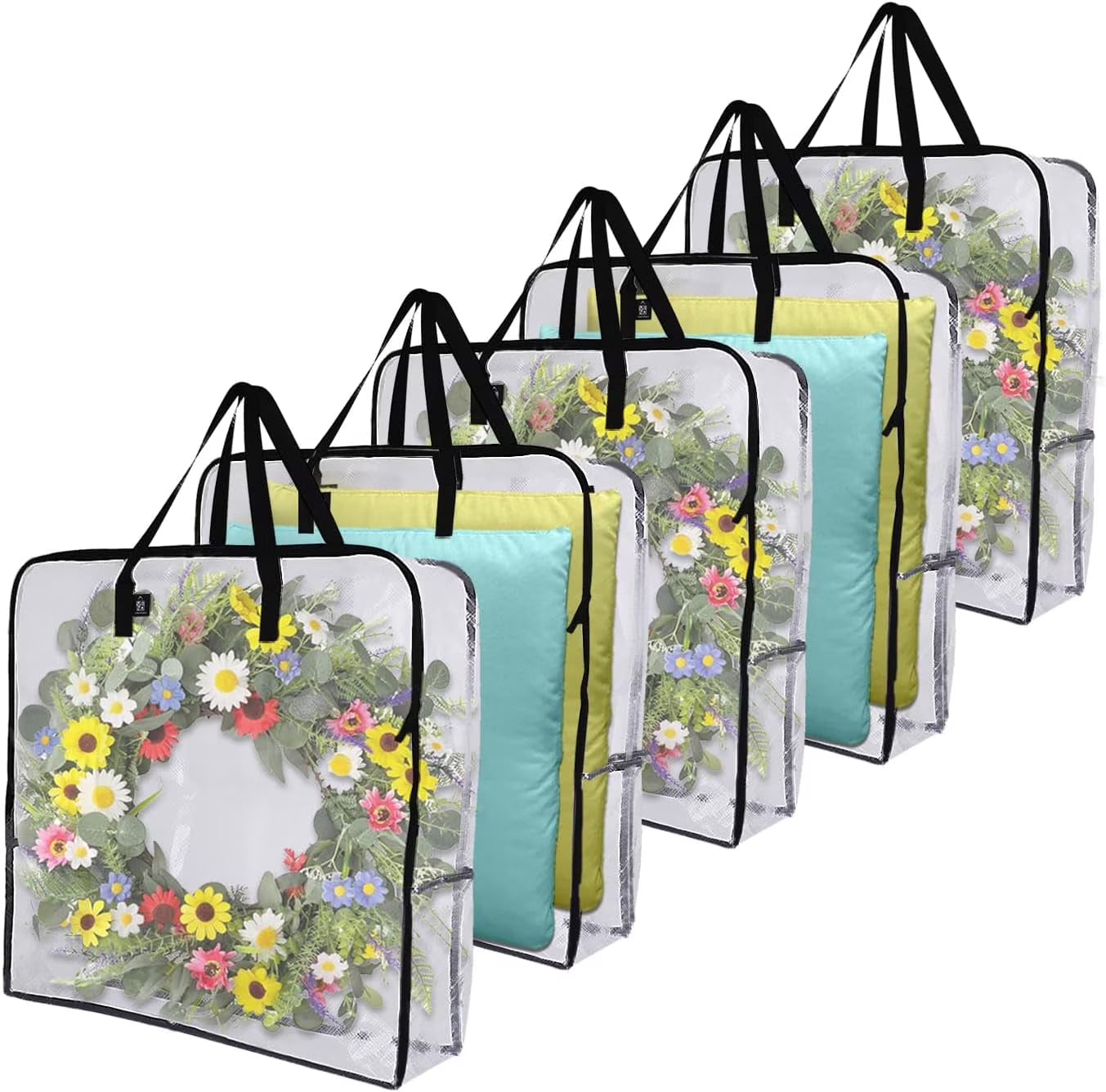4 Pack Wreath Storage Bag Summer Christmas Decoration Garland Container 30 Inch Clear Door Wreath Organizers Moving Boxes Packing Supplies for College – Clear-View Organization with a Practical Everyday Design