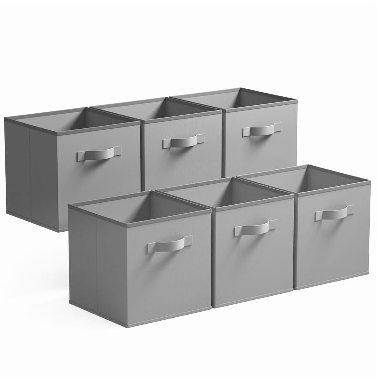 11 Inch Foldable Fabric Baskets for Organizing,6 Pack Grey Cloth Storage Bins with Handle for Home Bedroom – Multiroom Organization Format with a Practical Everyday Design