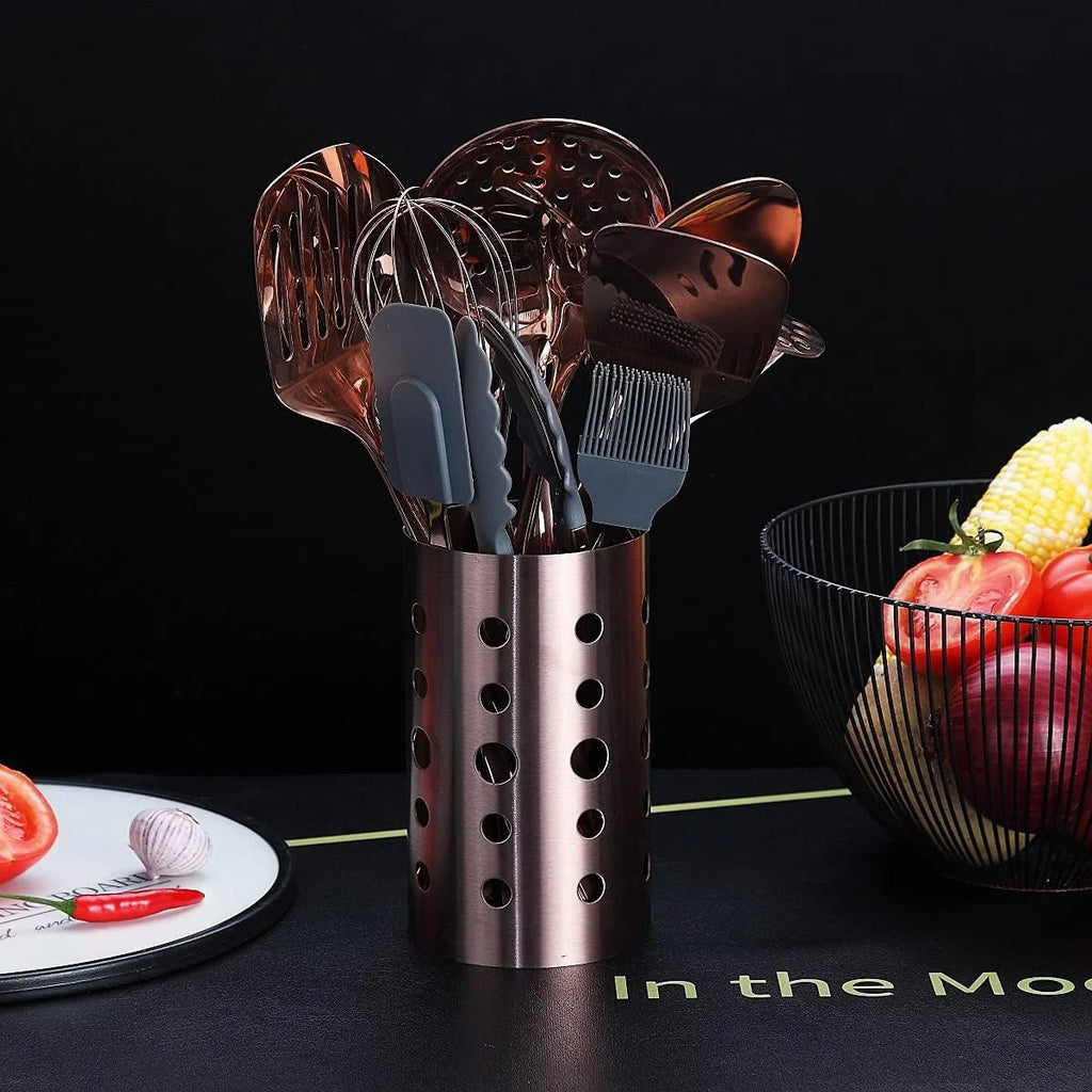 Copper Kitchen Utensils Set,13 Pieces Stainless Steel Cooking Utensils Set with – Durable Stainless Steel Construction with a Practical Everyday Design