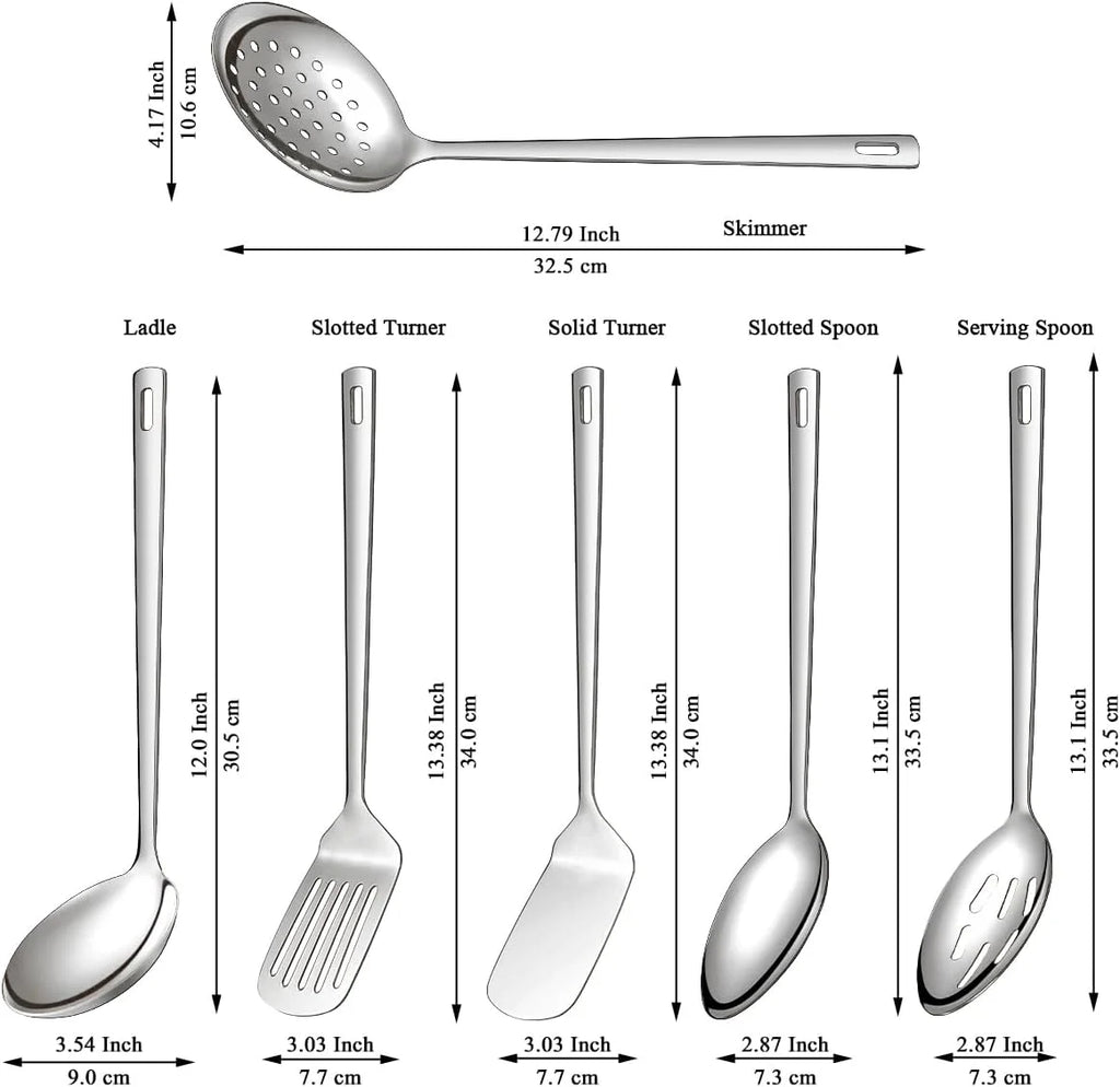Kitchen Utensils Set 6pcs Stainless Steel Cooking Utensils Set Heavy Duty Kitchen Tools Spatulas Set Home Essentials Kitchen Gadgets Accessories – Durable Stainless Steel Construction with a Practical Everyday Design