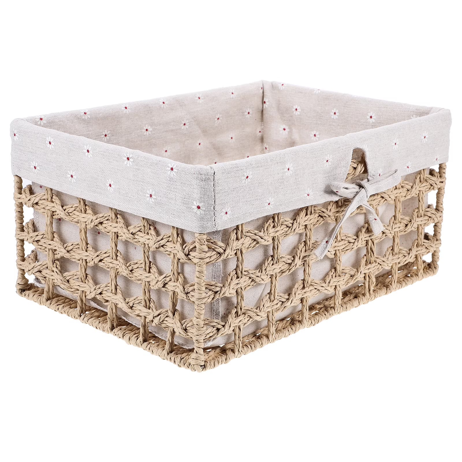 Rustic Storage Bins Grass Basket Cube Boxes with Lids Fabric Toy Sundries – Everyday Household Format with a Practical Everyday Design