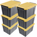 72Quart Plastic Storage Bin Stackable and Nestable Storage Boxes with White Lids and Secure Latching Buckles Large Storage Container (Black/Yellow 72Quart-6Pack) – Stackable Organization with a Practical Everyday Design