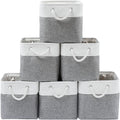 13 x 13 Inch Cube Storage Bins 6 Pack Extra Large Collapsible Fabric Storage Bin with Ropes Foldable Storage Cubes for Home (White & Beige-13"x13"x13") – Foldable Space-Saving Design with a Practical Everyday Design