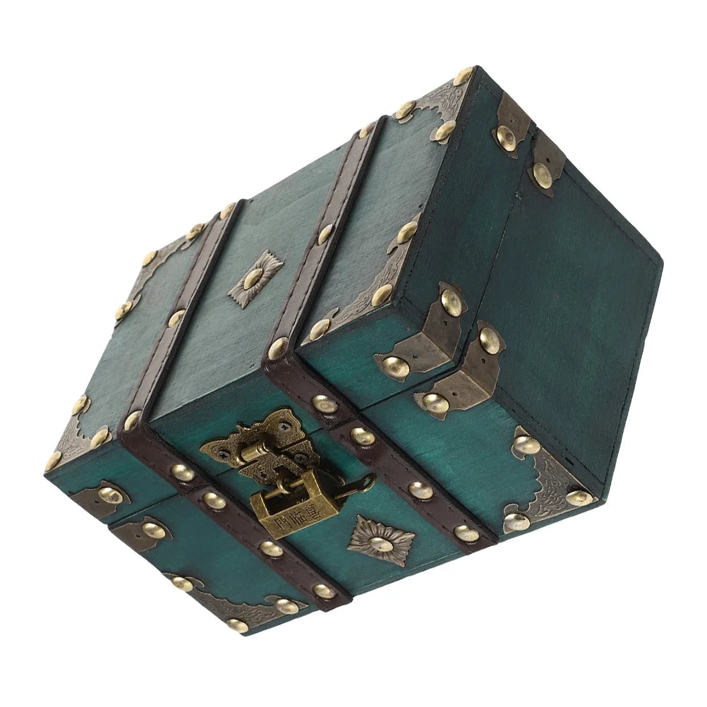 Wooden Storage Box Keepsake Stash Photo Treasure Chest Crate Dark Green – Natural-Look Construction with a Practical Everyday Design