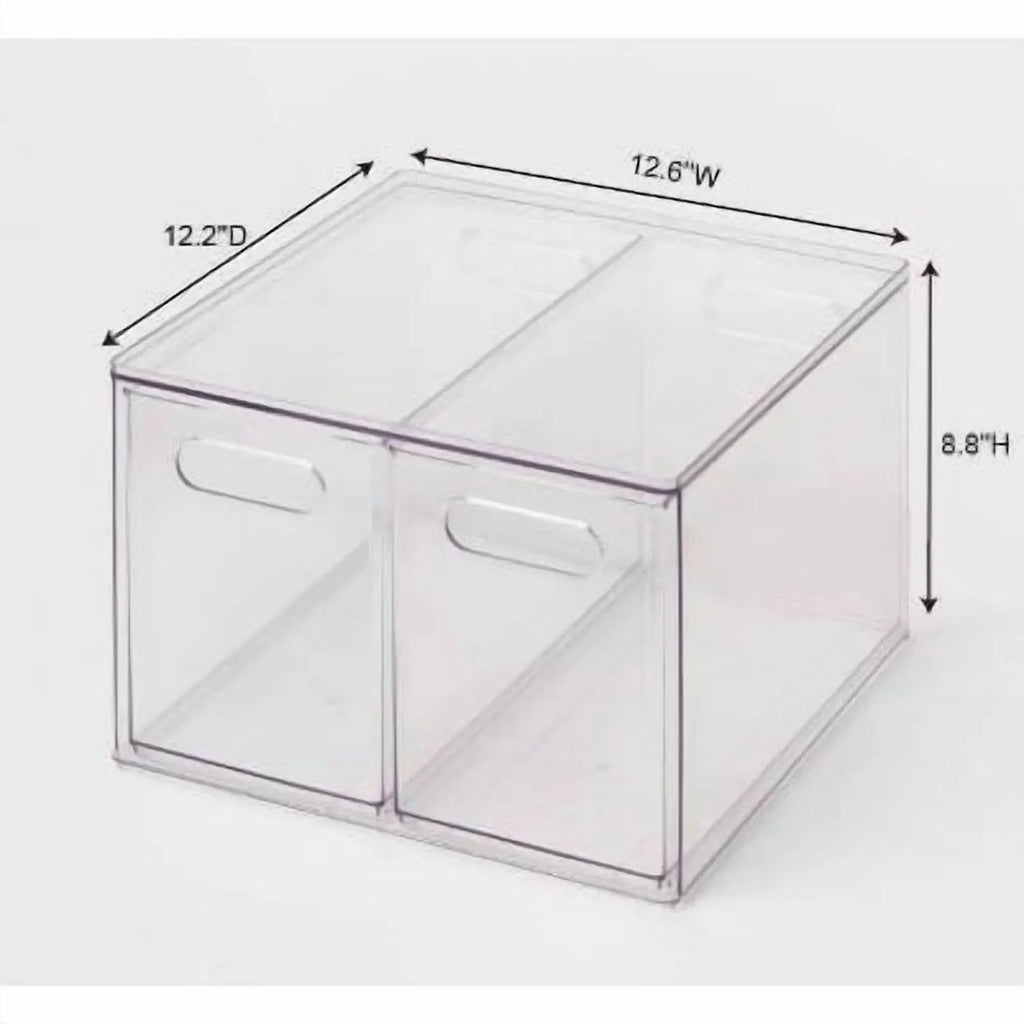All Purpose 2 Drawer Storage ClearAcrylic Utility Bins,1352 Volume,H 12.6D 12.2 – Practical Home Organization with a Practical Everyday Design