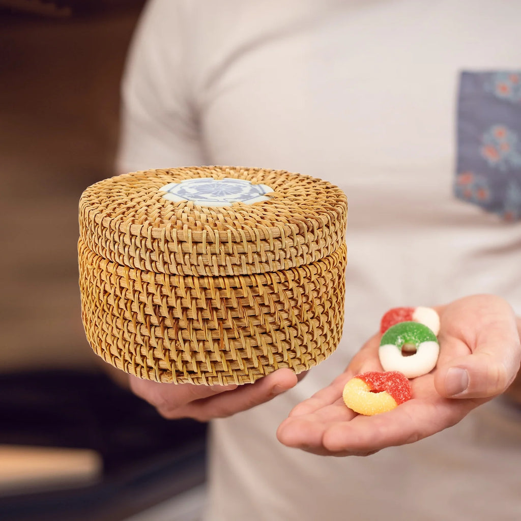 Toy Rattan Nut Box Household Storage Container 14X14X8CM – Practical Home Organization with a Practical Everyday Design