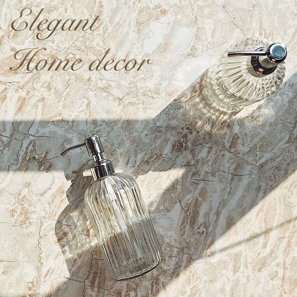 18 Oz Clear Glass Soap Dispenser with Rust-resistant Stainless Steel Pump Refillable Liquid Hand soap Dispenser for Bathroom Well-crafted Kitchen Soap Dispenser – Clear-View Organization with a Practical Everyday Design
