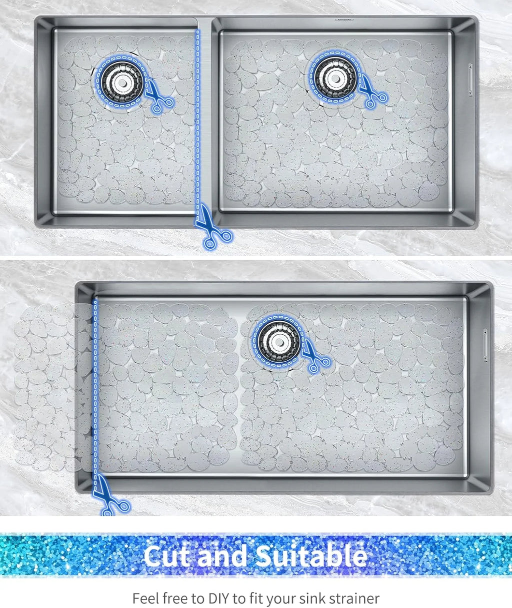 Bligli Pebble Sink Mat 2-Pack - PVC Kitchen Protector for Stainless Steel/Ceramic Dish Drying Mat for Dishes 15.7" x 11.8" Bling Clear – Clear-View Organization with a Practical Everyday Design