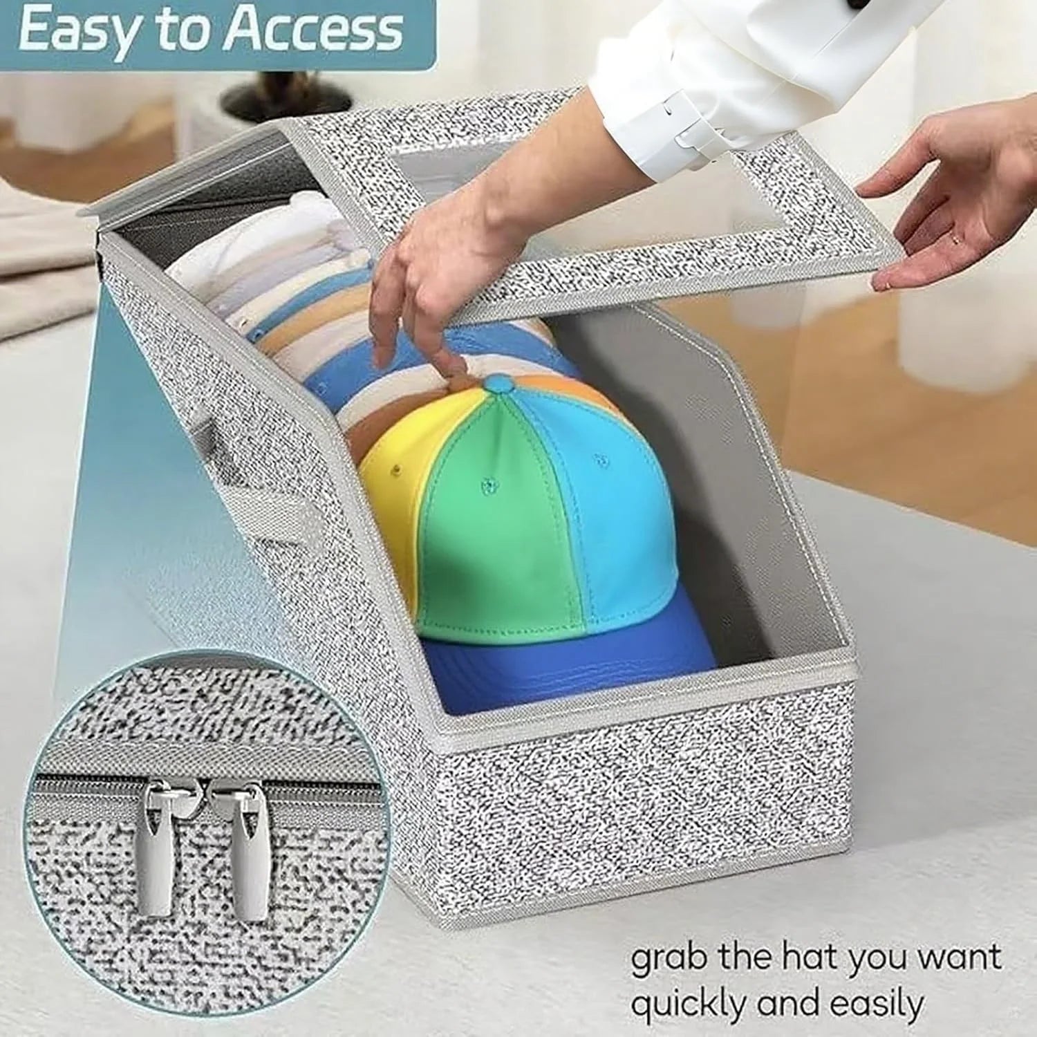 4 PCS Stackable Hat Storage for Baseball Caps Hat Storage Boxes for Closet Holds up to 12 Caps with Cardboard Hat Organizer for Women & Men (Grey) – Stackable Organization with a Practical Everyday Design
