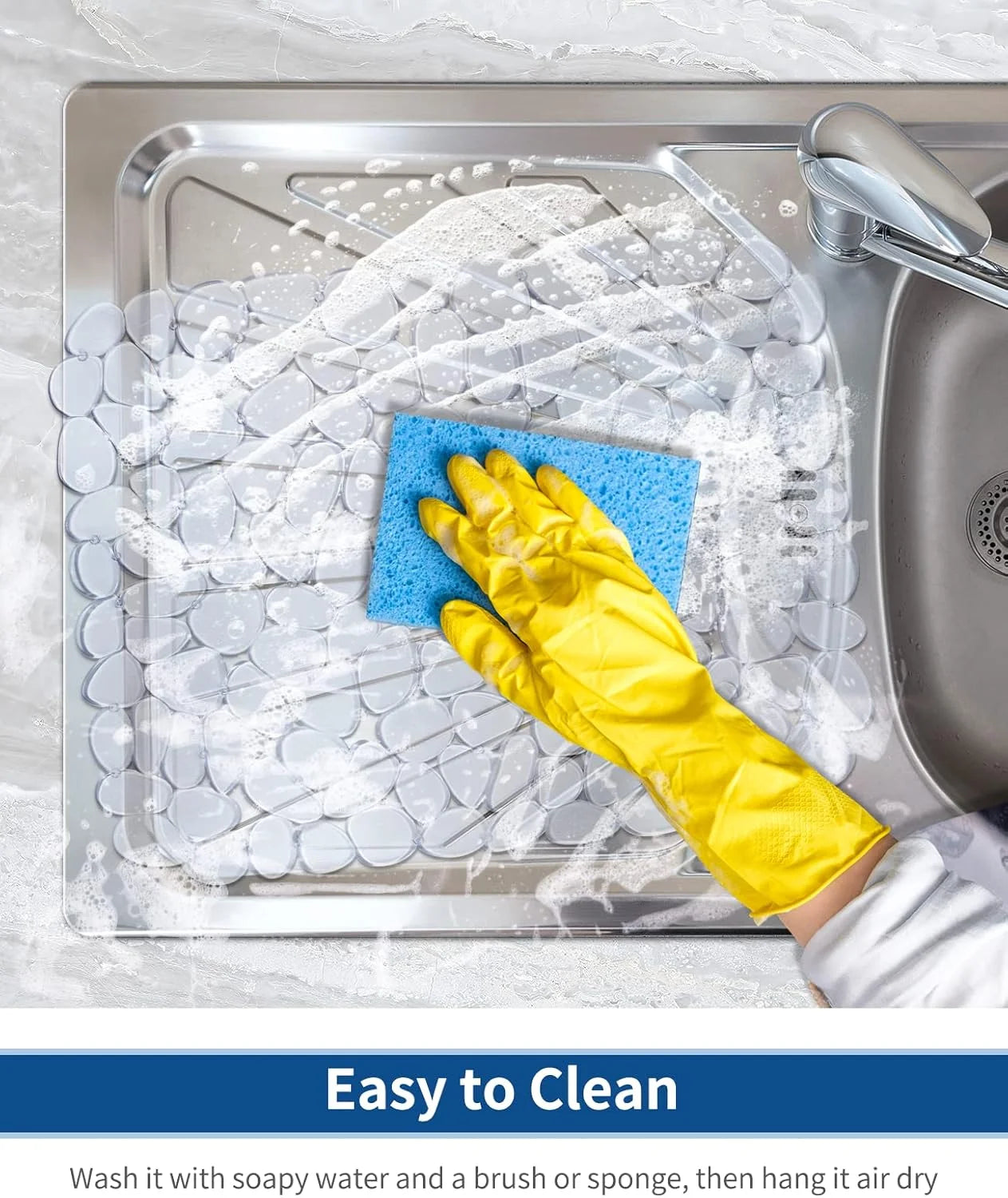 Bligli Pebble Sink Mat 2-Pack - PVC Kitchen Protector for Stainless Steel/Ceramic Dish Drying Mat for Dishes 15.7" x 11.8" Clear – Clear-View Organization with a Practical Everyday Design