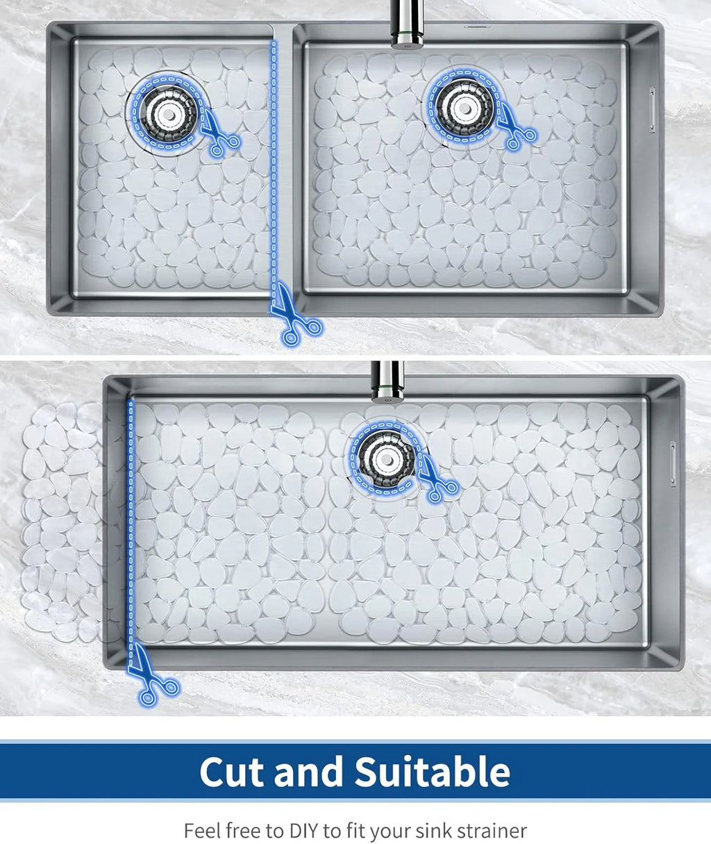 Bligli Pebble Sink Mat 2-Pack - PVC Kitchen Protector for Stainless Steel/Ceramic Dish Drying Mat for Dishes 15.7" x 11.8" Clear – Clear-View Organization with a Practical Everyday Design