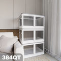 384QT 3-Pack Transparent Stackable Storage Bins with 5 Doors to Open with Wheels Folding Plastic Craft Containers Large Closet Organizers Box for Bedrooms Living Rooms Study Kids' Toys White – Stackable Organization with a Practical Everyday Design