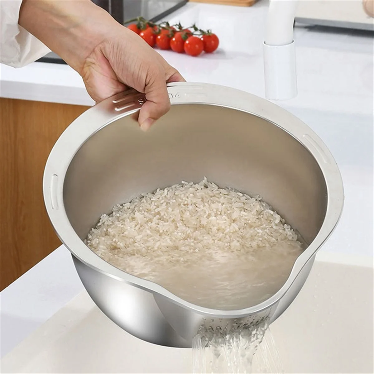 Rice Washer Strainer Bowl Stainless Steel Washing Colander Fruit and Vegetable Kitchen Tool A – Durable Stainless Steel Construction with a Practical Everyday Design