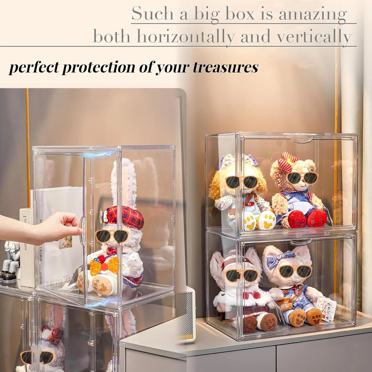 XXX-Large Clear Acrylic Display Case Boot Shoe Storage Boxes With An Adjustable Divider,2 Pack 2 Tiers Clear Plastic Stackable Storage Bins With Lids Big Display Acrylic Box With Magnetic – Multiroom Organization Format with a Practical Everyday Design