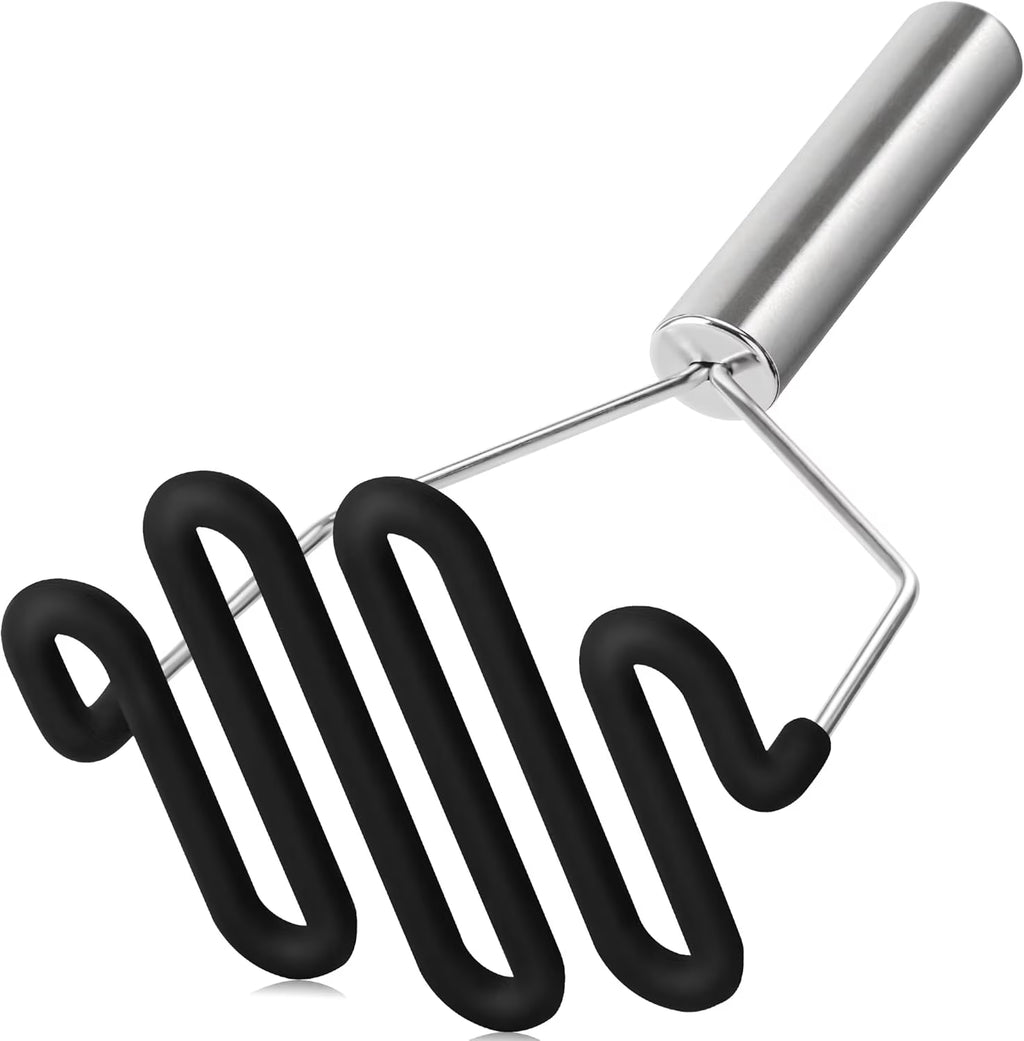 Non-Scratch Silicone Potato Masher Kitchen Tool Potatoes Masher Potato Masher Stainless Steel Wrapped In Well-crafted Silicone Potato Smasher Black – Durable Stainless Steel Construction with a Practical Everyday Design