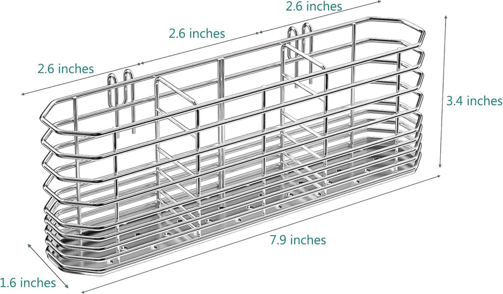 304 Stainless Steel Utensil Holder Dish Drying Rack kitchen Utensil Organizer Knife and Fork Drainage Rack Kitchen Drainage Basket Accessories With Hooks Rust-resistant Color-Silver – Durable Stainless Steel Construction with a Practical Everyday Design