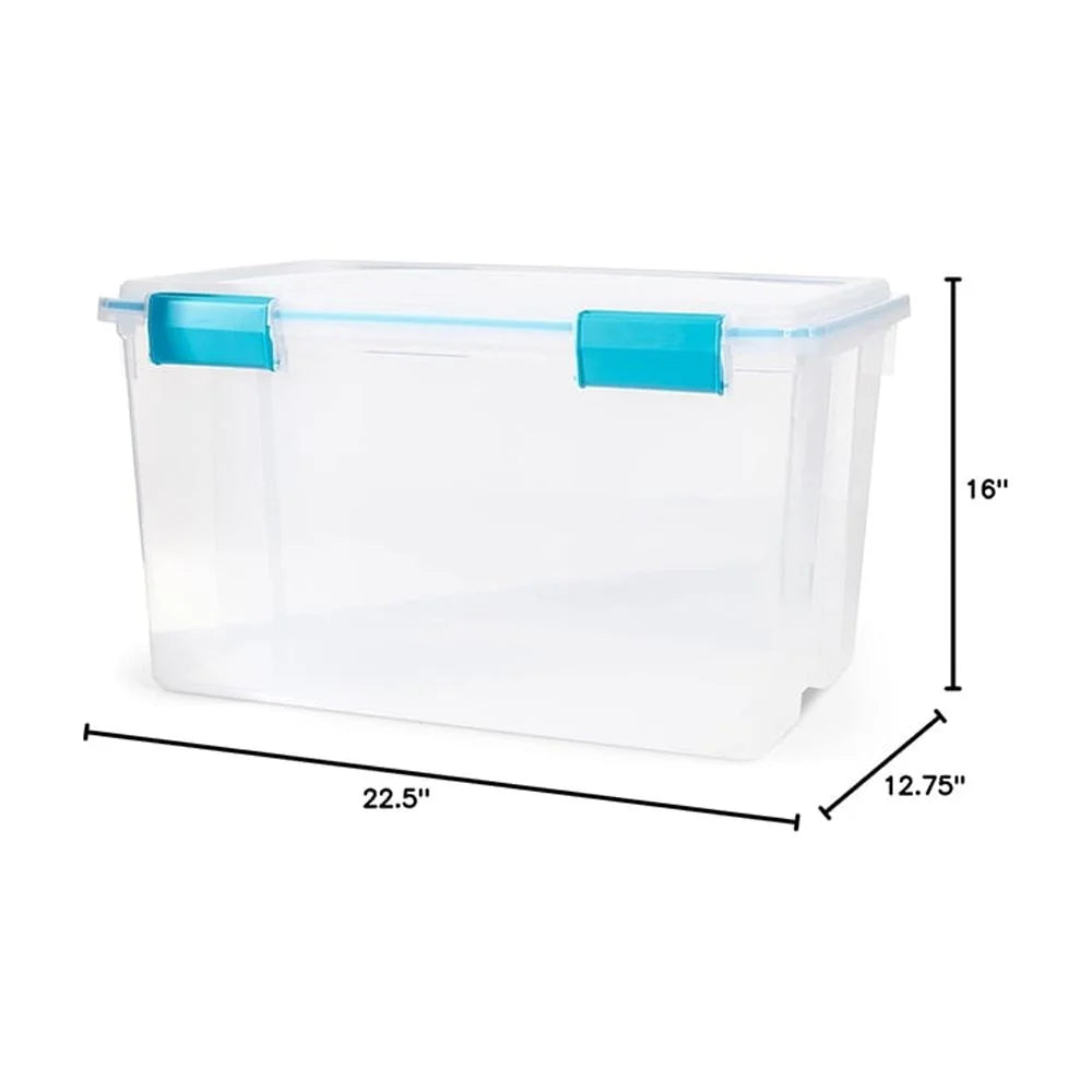4-Pack 54 Qt Stackable Clear Storage Bins with Durable Latching Lids Space-Saving Sturdy Storage Box For Home Office Organization Clear Base and Lid – Stackable Organization with a Practical Everyday Design
