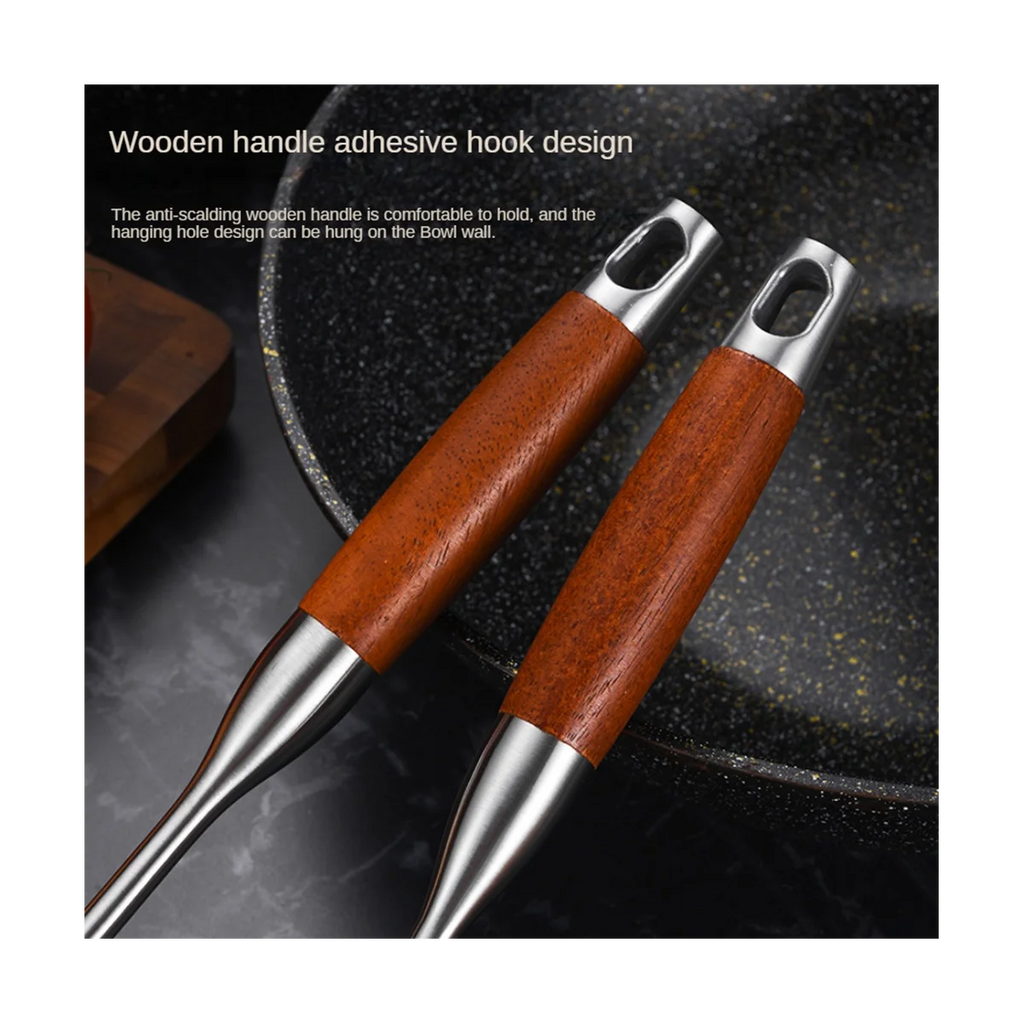 Stainless Steel for Carbon Steel Stainless Steel Wok Metal Wok Tools Set Wooden Handle Soup Ladle – Convenient Carry Handles with a Practical Everyday Design
