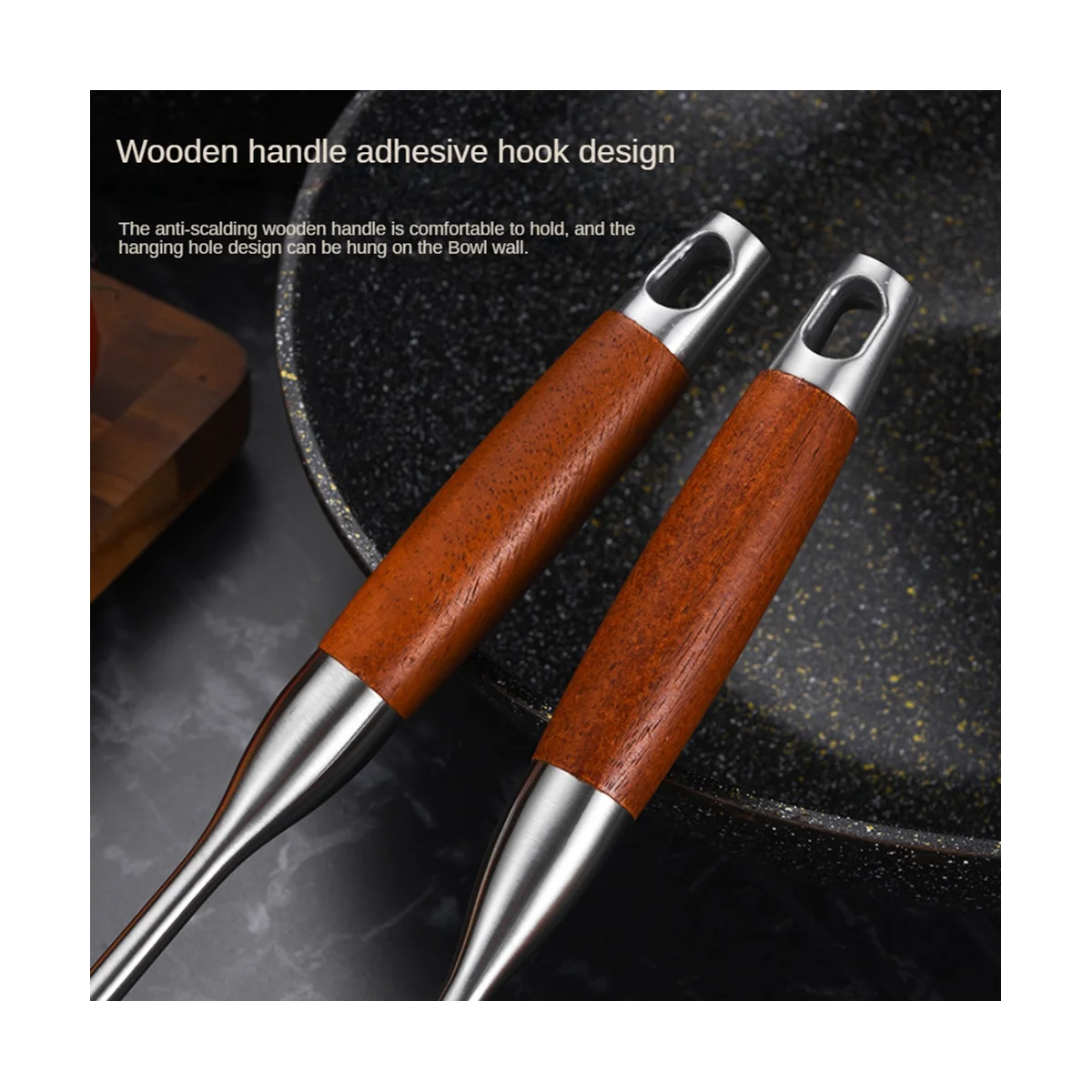 Stainless Steel for Carbon Steel Stainless Steel Wok Metal Wok Tools Set Wooden Handle Soup Ladle – Convenient Carry Handles with a Practical Everyday Design