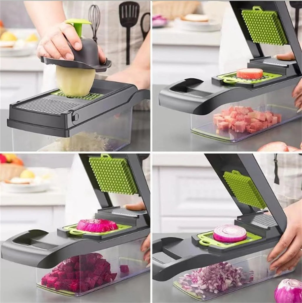 14Pcs Multi-Functional Vegetable Cutter & Slicer Trendgolden Food Chopper Stainless Steel Blades Kitchen Gadgets & Accessories (Pink) – Durable Stainless Steel Construction with a Practical Everyday Design